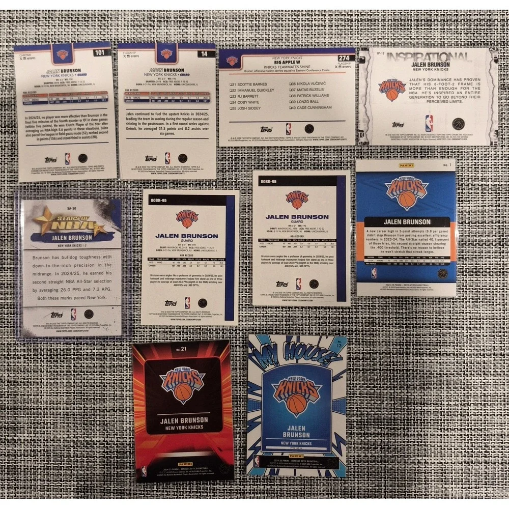Jalen Brunson 10‎ Card Lot Topps And Panini Raywave Diamante My House Refractors